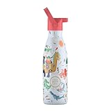 Botella Agua Acero Inoxidable Niños - Mantiene 36h Frío, 18h Calor - 350ml - Botella Térmica Sin BPA con Triple Pared Aislante - A Prueba de Fugas - Acabado en Relieve - Brave Vikings - Cool Bottles