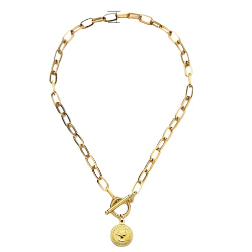 Collier trombone pour femmes avec pendentif coeur et clé en chaîne maillons
