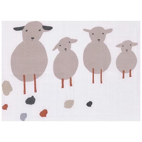 LÄSSIG Baby Mulltuch Spucktuch Puckdecke 3er Set Baumwolle 80 x 80 cm/Heavenly Soft Swaddle L Tiny Farmer Speckles – Ansicht 4