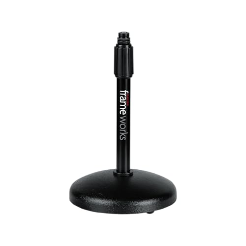 Gator Frameworks Desktop-Mikrofonständer mit rundem, gewichtetem Sockel und verstellbarer Höhe (GFW-MIC-0501)