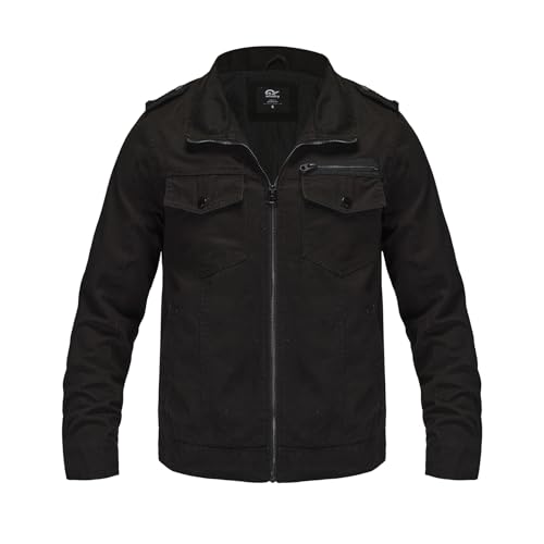 Mens Casual Washed Cotton Military Jacket Warm Canvas Windbreaker