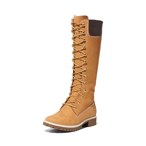 Timberland Women's Premium 14 Inch Lace Up Waterproof Boot, Wheat-NEW 2024, 6 Medium