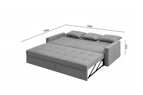 Image of Casaliving Treshta 3 Seater Pull-Out Premium Fabric Sofa Cum Bed Sofa Set for Living Room (Dark Grey Fabric Color) Premium Fabric Sofa Set for Living Room Sofa Cum Bed