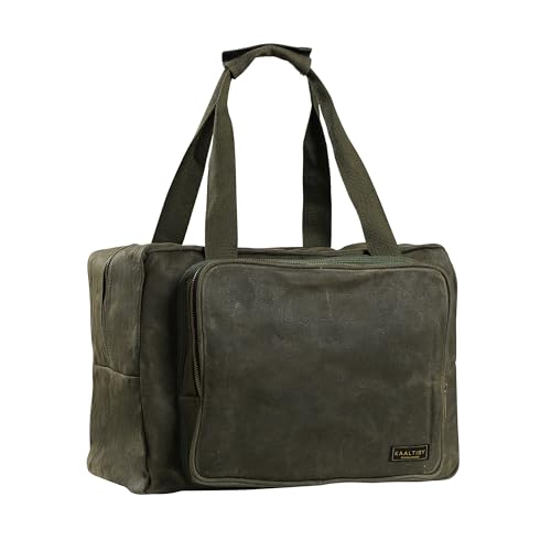 Tool Tote | Heavy Duty 16oz Waxed Canvas Tool Storage Bag - Portable 3 Pockets Tote Bag with Padded Handle& Metal Zipper, for Craftsman Gardener Carpenter Mechanic | 15.5'L x 7.5'W x 11.5'H