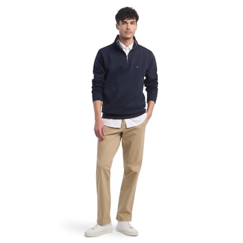 Tommy Hilfiger Herren Langarm Fleece Viertel Reißverschluss Pullover Sweatshirt, Sky Captain Bill, X-Large Hoch – Ansicht 3