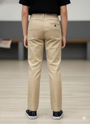 Image of A.T.U.N. (ALL THINGS UBER NICE) Boys Regular Fit Formal Chinos | Smart School & Occasion Wear Bottoms | Smooth, Comfortable & Tailored Look Pants