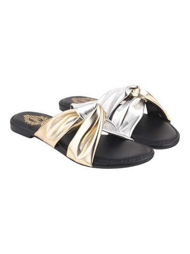 Image of Shoetopia Girls Flat Slide Sandals - Soft Suede Knot Strap Casual Summer Slip-Ons for Everyday Comfort Stylish, |Footwear Lightweight| Durable Design Perfect for Casual Outings Women