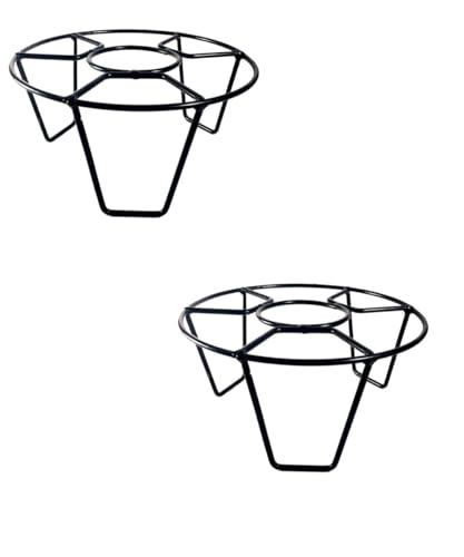 Image of Rectangular Metal Plant Stand /Pot Stand - 8 inches (Set of 2) for Indoor & Outdoor Gardening Use (Black) (Metal Iron) (NHSP)