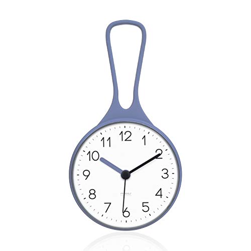 mooas Loop Bathroom Clock, Shower Clocks, Waterproof Shower Hanging Clock with Hook, Non-Ticking...