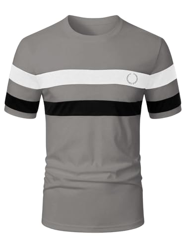 Image of RoseSeek Men's Color Block Short Sleeve Tee Shirts Casual Crewneck T Shirt Trendy Summer Tops