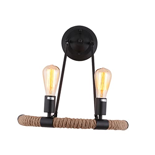 Lámpara de pared de cuerda industrial negra retro E27 para salón y hostelería