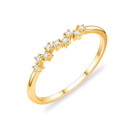 Chihayafuji Stackable Birthstone Rings for Women 14K Gold/Silver Plated Non Tarnish Dainty CZ Statement Engagement Wedding Thumb Ring Everday Jewelry Gifts for Birthday Size 5-11 - image 1
