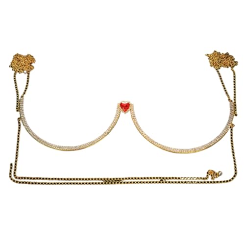 Rhinestone Chest Bracket Chain Trendy Crystal Bra Chain Sexy Bikini Beach Bra Body Chain Jewelry for Women (Silver)