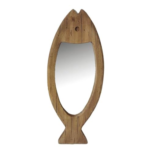 AUBRY GASPARD - Miroir en Paulownia Recyclé - Forme de Poisson - Finition Naturelle - Verre 31 x 17 cm - Longueur 23 x Hauteur 59 x Profondeur 2 cm -...