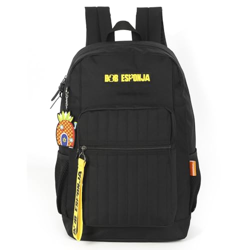 Mochila De Costas Escolar Juvenil Bob Esponja Chaveiro (Preto)