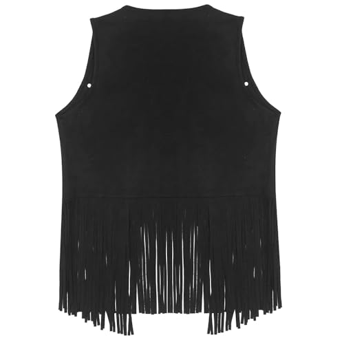 Image of ZUYPSK Men's Open Front Tassels Vest Sleeveless Western Cowboy Waistcoat Halloween Club Party Jacket Outerwear