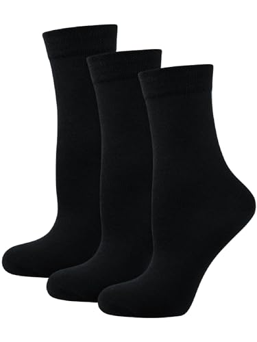 Nur Die 3er Ohne Gummi Socken Unisex aus Baumwolle atmungsaktiv Komfortbund ohne Gummifäden mittelhohe Schaftlänge Damen-Socken Herren-Socken