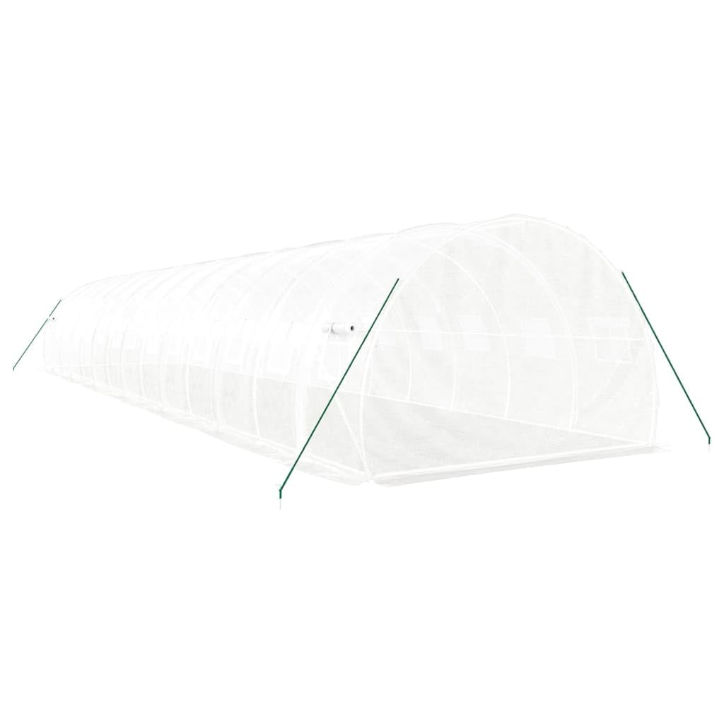 Invernadero con estructura de acero blanco, 42 m², 14 x 3 x 2 m, túnel de polietileno con puerta con cremallera y 4 ventanas de malla, para cultivo, siembra e invernada