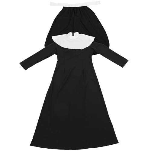 Abaodam Disfraz de Monja para Mujer Adulta en Halloween, Conjunto de Spandex Negro Fácil de Usar y Cómodo para Fiestas y Actuaciones en Escenario