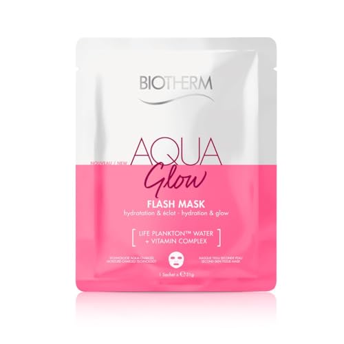 BIOTHERM Aquasource Super Mask Glow, Maschera Viso Idratante, Per Pelli Secche e Disidratate, Azione Idratante e Illuminante, Arricchita con Life Plankton e Vitamina C