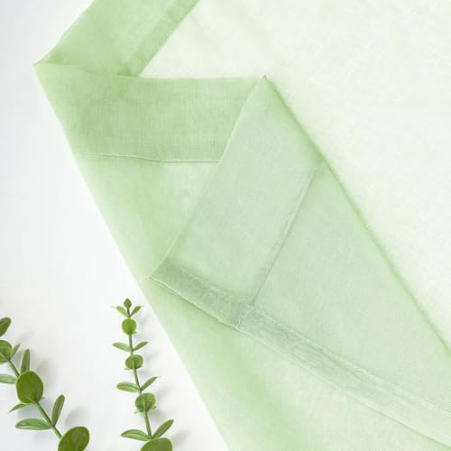 Image of MYSTIC-HOME Extra Wide Sheer Curtains Green 84 Inches Long, Window Treatments Rod Pocket Drapes for Living Room, Bedroom, 108 in Width Semi Sheer Curtains for Yard, Villa, Parlor, 108 inchx 84 inch, 2 Panels