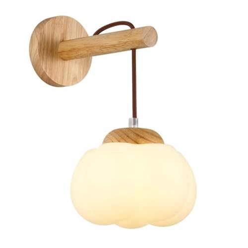 Apliques Lámparas de pared Aplique de pared rústico, lámpara de pared vintage de estilo rústico con altura ajustable, pantalla de madera antigua y flores de leche blanca, perfecto for dormitorio, sala