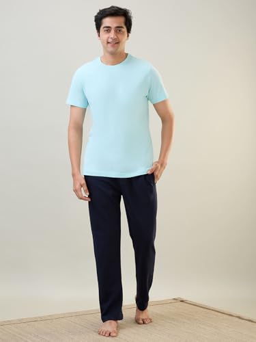 Image of Raymond SleepZ Men Regular Fit Solid Pattern Cotton Polyester Blend Trackpant