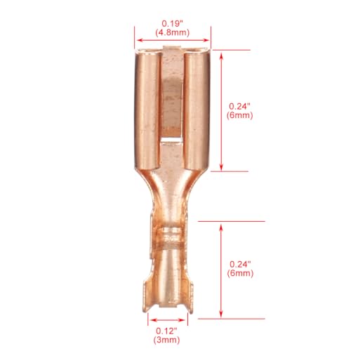 Baomain 4.8 mm(0.187") Female Spade Locking Tab Quick Splice Crimp Terminal Connector Non Insulated Pack of 100 - Thumbnail 4