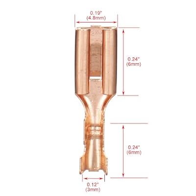 Baomain 4.8 mm(0.187) Female Spade Locking Tab Quick Splice Crimp Terminal Connector Non Insulated Pack of 100