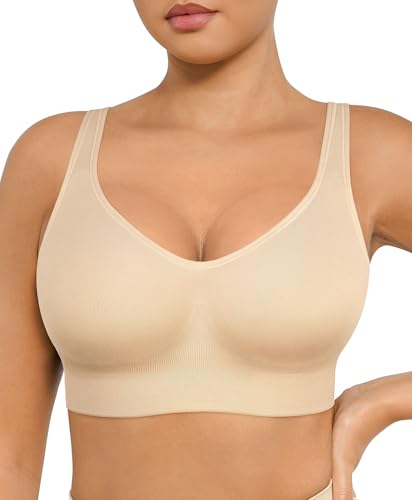 FeelinGirl Wireless Bras for Women Built-in Soft Cups No Underwire Bralettes Adjustable Straps Full Coverage Everyday Bras