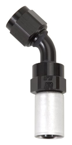 EdelbrockHOSE END #12 CRIMP ON SWIVEL 45 DEG BLK & CLR