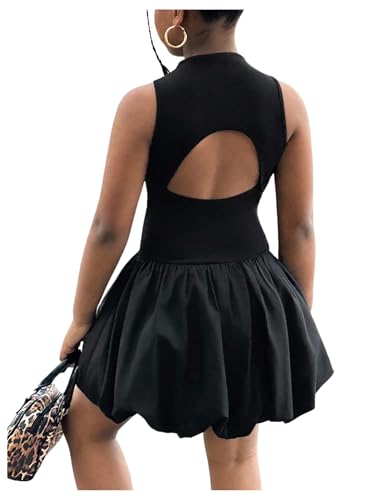 SOLY HUX Girl's Sleeveless Backless Mock Neck Bubble Dress Summer Party Birthday Short Dresses