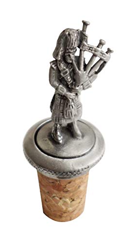 1000 Badges Scottish Piper Bagpipe Player Cork & Pewter Wine Spirits Bottle Stopper Stop