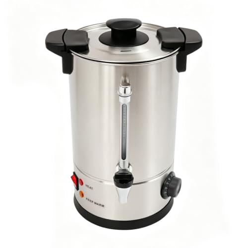 Image of 3.8 Gallon Electric Hot Water Dispenser, 950W Stainless Steel Commercial Water Boiler and Warmer, 110V Temp Adjustable Tabletop Tea Coffee Urn for Parties (3.8Gal Sliver)