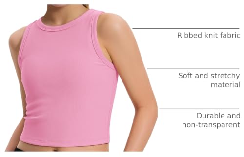 Image of JOCMIC Girls Athletic Tank Tops, Ribbed High Neck Sleeveless Cropped Top