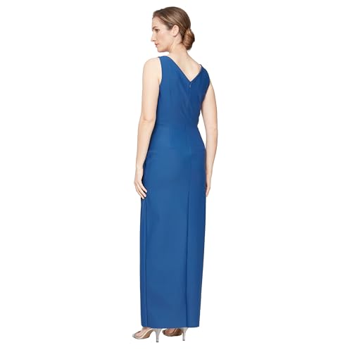 Image of Alex Evenings Women's Slimming Long Side Ruched Dress with Cascade Ruffle Skirt