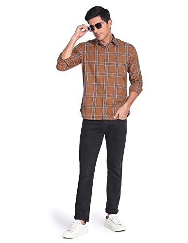 Image of Arrow Men's Cotton Checkered Slim Fit Shirt