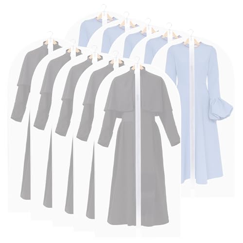 Zythrem 10 Stück Kleidersack Anzug Lange 60 * 120CM+ 60 * 140CM Kleidersäcke Mottensicher Transparent Mattiert kleidersäcke mit Reißverschluss Für Kleider Jacken Hemden Abendkleider
