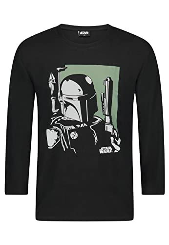Star Wars Boba Fett Herren Langarm-Shirt Erwachsene Longsleeve Schwarz (as3 Alpha l Regular Regular)