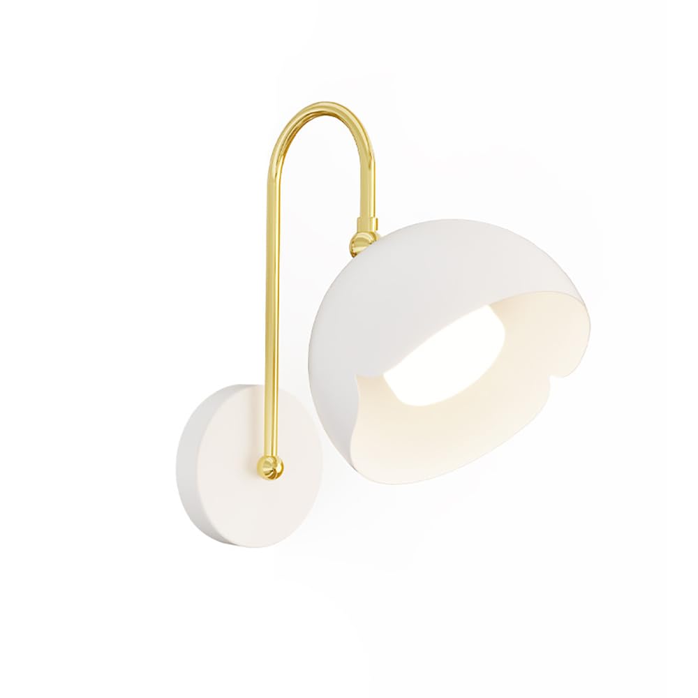 Jadssox Aplique de pared LED blanco de 7 W, lámpara de pared simple nórdica con pantalla de metal, accesorios de iluminación de pared para sala de estar, dormitorio, sala de estudio, pasillo (H:36 cm)