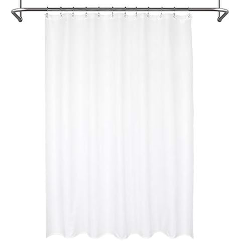Mrs Awesome Waterproof Fabric Shower Curtain Liner, Suction Cups Included, Machine Washable Cloth Shower Curtain for Bathroom, 70 x 72 inch, White Cover