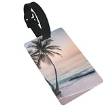 Sunrise Tropical Palm Tree Island Print Durable Personalized Luggage Tags for Travel - Waterproof & Tear-Resistant with Id Information Card -  MINDBBDFJ