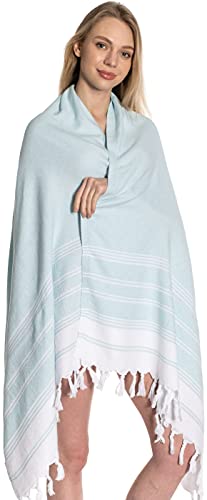 Set Of 4 - 100% Turkish Cotton Beach And Bath Towel Set, Hammam Peshtemal Blanket, Compact Travel Towel, Oversized Quick Dry Sand Free, Made In Turkey, Prewashed, 71X36" (Petrol-Coral-Mint-Salmon) #TOP5