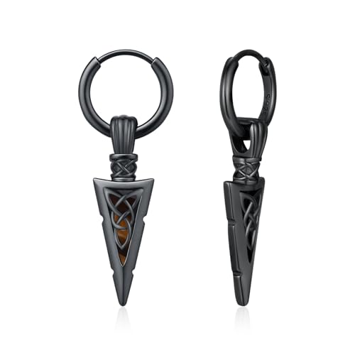 Pendientes de plata de ley 925 negra con colgante de ojo de tigre para regalo celta