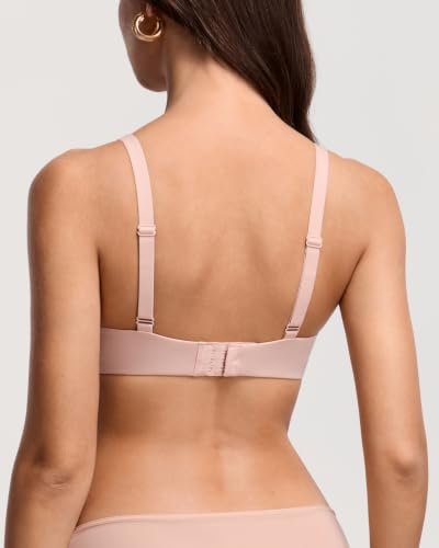 Image of DOBREVA Women's Unlined Balconette Bra Underwire Supportive Plus Size Smooth Scoop Neck