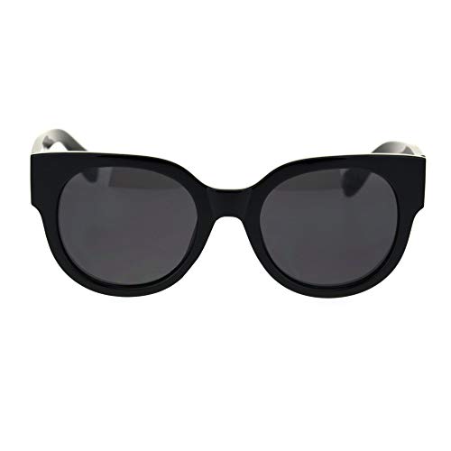 SA106 Womens Thick Plastic Round Boyfriend Horn Rim Sunglasses