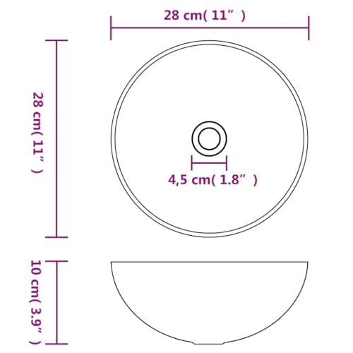 Miniatura 3 de Vidaxl Lavabo De Cuarto De Baño Redondo Lujo Tocador Montado Encima Aseo Indoro Cocina Garaje Fácil De Limpiar Moderno Cerámica Gris Oscuro