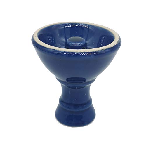 Shisha Bowl Hookah Bowl Ceramic Vortex with 4 Holes in the Top Tower (Blue)