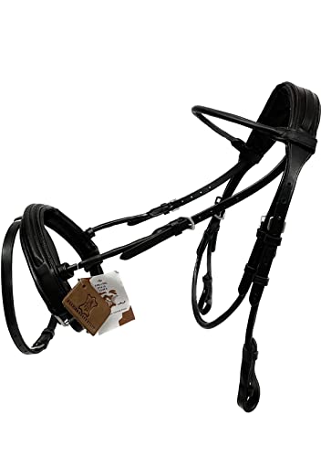 AMAZING HORSE STUFF Black Rolled Leather Dressage Bridle | DD ...