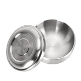Nutriess Beard Shave Bowl Sturdy Stainless Steel Anti Slip Comfortable Touch Stylish Look Face Mask Bowl with Lid for Home Beauty Salon